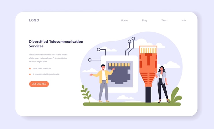 Vector internet telecommunication services sector of the economy web banner