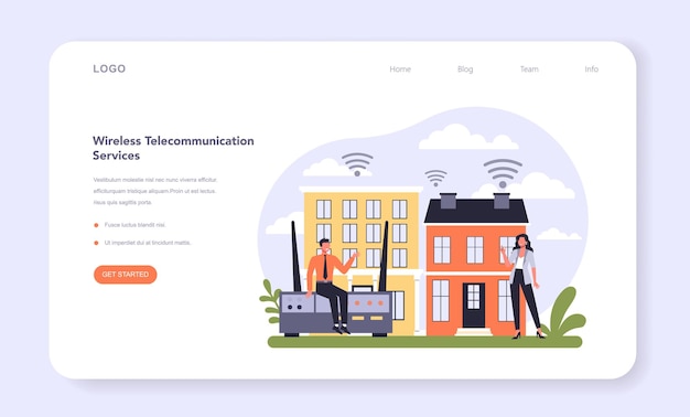 Settore dei servizi di telecomunicazione internet dell'economia banner web