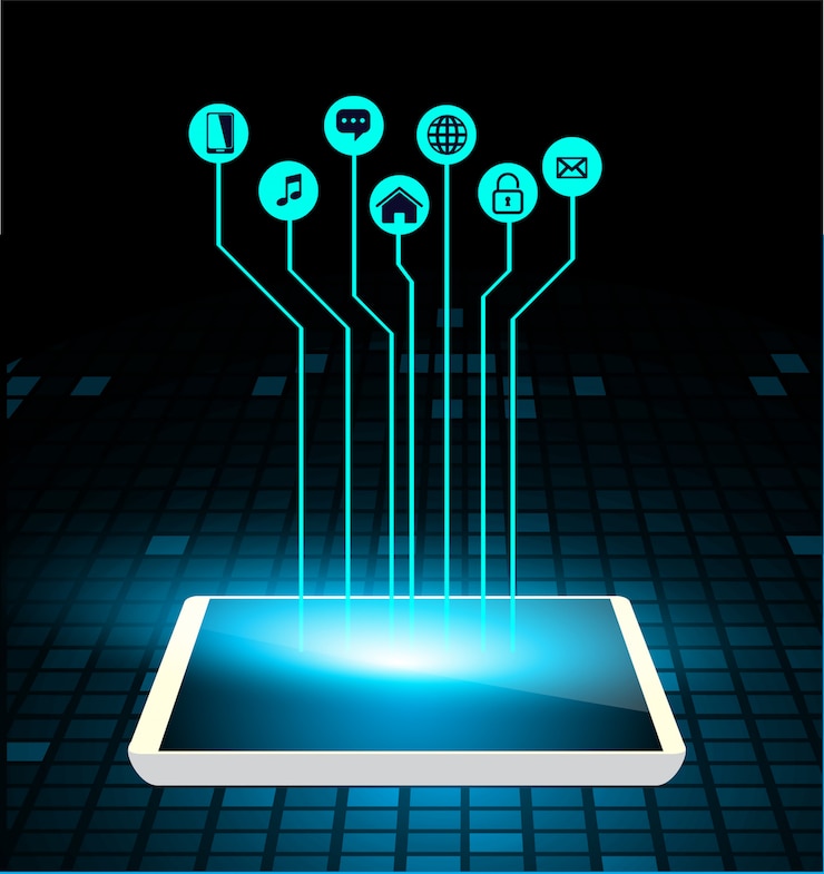 वेक्टर internet of things circuit cyber technology on tablet