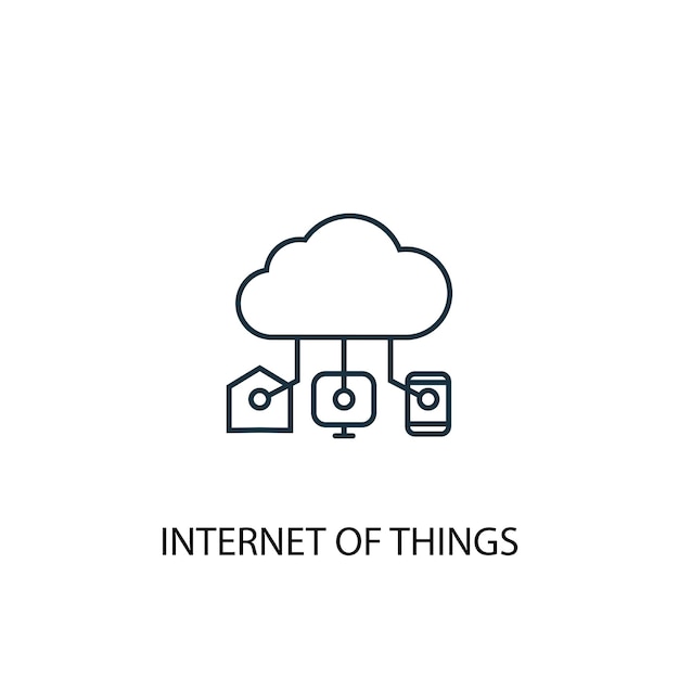 사물의 인터넷 개념 라인 아이콘입니다. 간단한 요소 그림입니다. 사물의 인터넷 개념 개요 기호 디자인입니다. 웹 및 모바일 UI/UX에 사용할 수 있습니다.