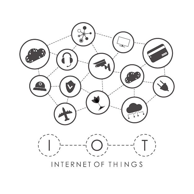 Internet of things concept A set of icons connected to each other in one Internet network Good for presentations Vector illustration