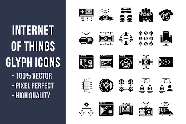 Internet of Things Glyph Solid Icons Set