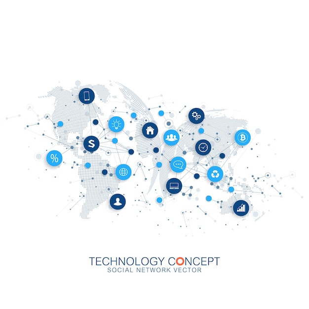 Vector internet of things iot and network connection concept