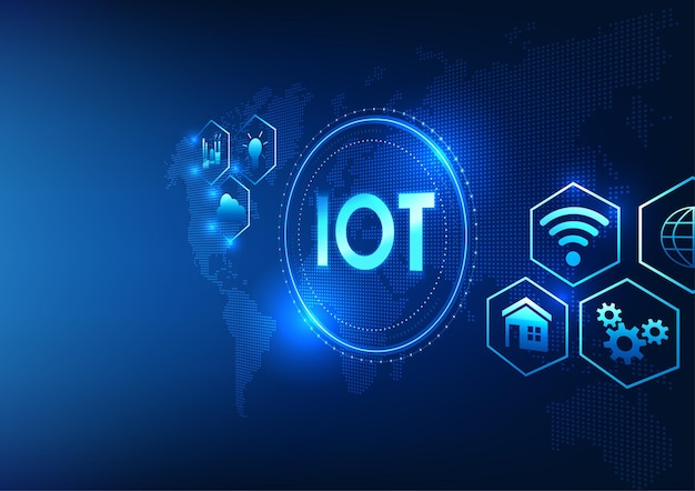 Vector internet of things iot technology lies in the technology circle it provides realtime access