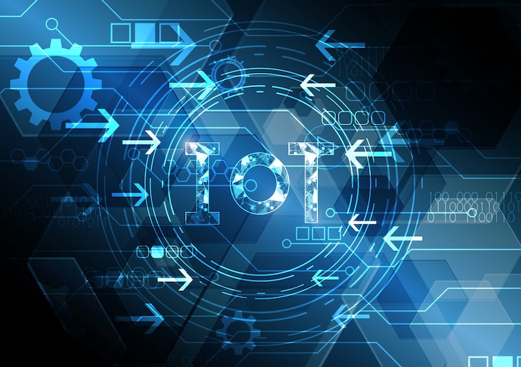 Vector internet of things technology abstract circle hexagonal background