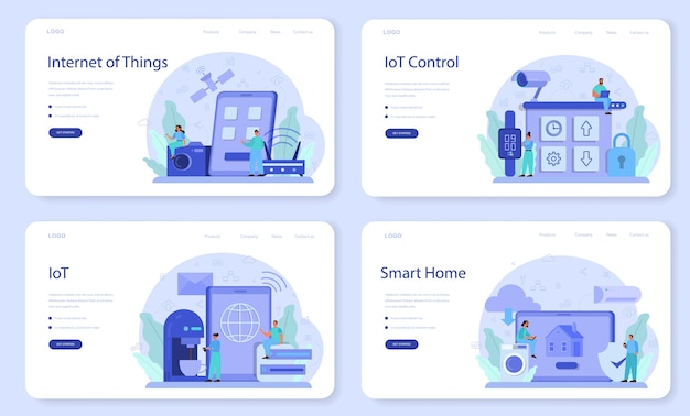 Internet of things web banner or landing page set
