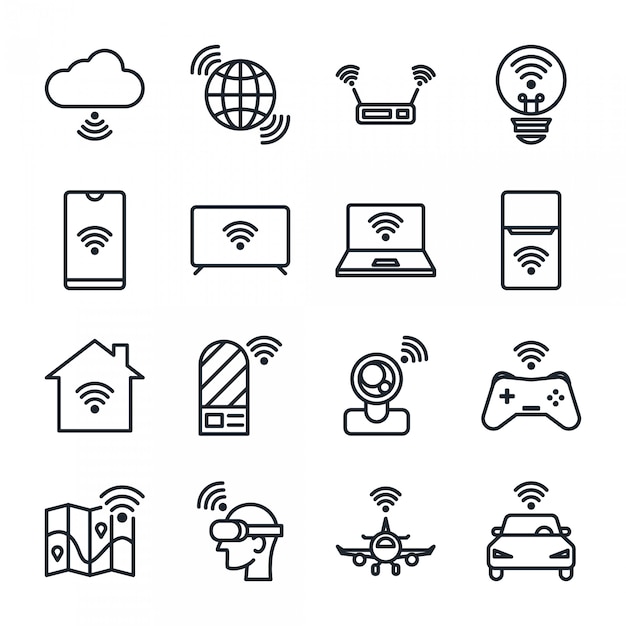 Internet van dingen icon set.