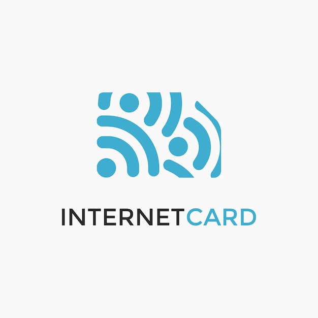 흰색 바탕에 인터넷 파 신호 및 Simcard 로고 아이콘 벡터 템플릿