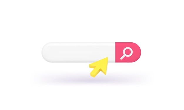Internet zoekmachine optimalisatie SEO balk cursor informatie browsen onderzoek 3d icoon vector