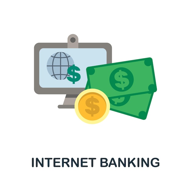 Internetbankieren plat pictogram Kleur eenvoudig element uit fintech-collectie Creatief internetbankieren-pictogram voor webontwerpsjablonen, infographics en meer