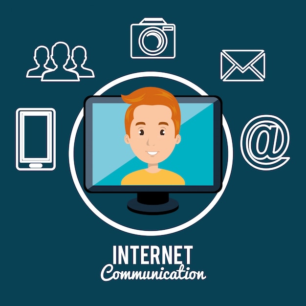 Internetcommunicatie technologie geïsoleerd pictogram