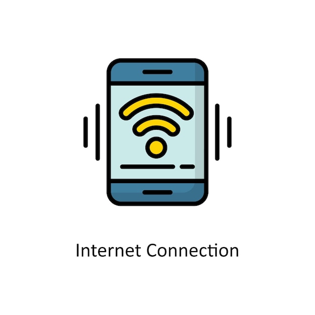 Internetverbinding Vector gevulde omtrek pictogram ontwerp illustratie