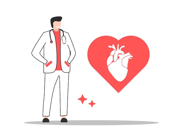 Internist Doctor Love Flat Illustration