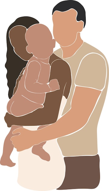 Interracial family flat design isolated vector