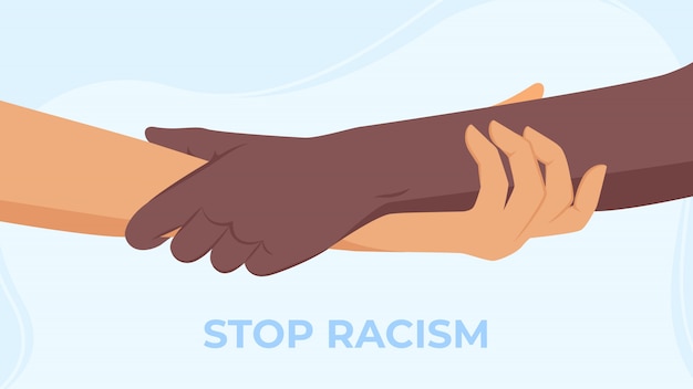 Interracial hands in modern handshake to show friendship and solidarity