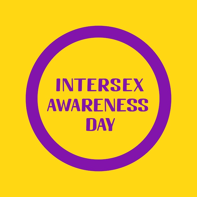 Intersex awareness day belettering met intersex pride flag lgbt community vakantie vieren op 26 oktober gemakkelijk te bewerken vector sjabloon voor banners tekenen logo ontwerp kaart enz