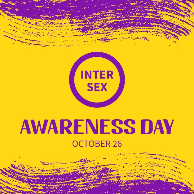 Intersex Awareness Day belettering met Intersex Pride Flag LGBT community vakantie vieren op 26 oktober Gemakkelijk te bewerken vector sjabloon voor banners tekenen logo ontwerp kaart enz