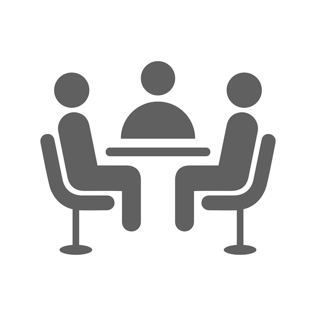 Interview bijeenkomst teamwerk icoon Grijze vectorgrafiek