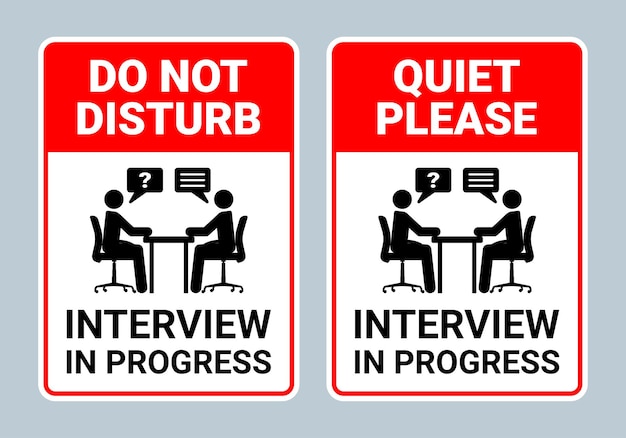 Vector interview in progress sign collection