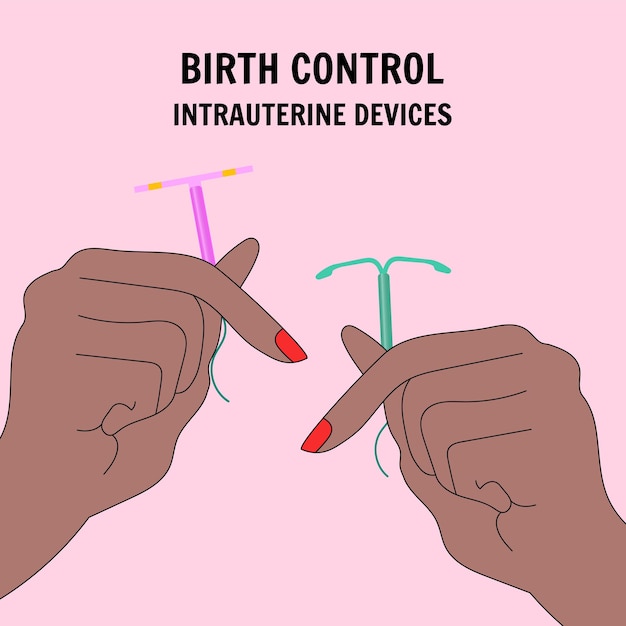 Intrauterine device iud birth control illustration in vector