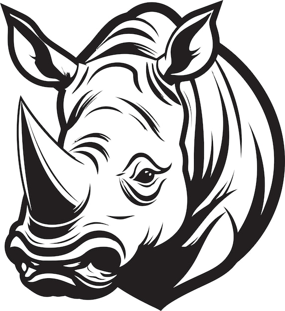 Intricate Artistry Black Rhino Emblems Sculpted Strength Wild Majesty Rhino Icon in Monochrome Excel