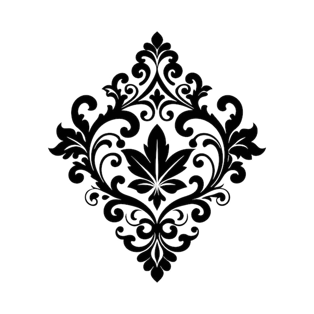 intricate damask silhouette design timeless ornamental elegance on white canvas