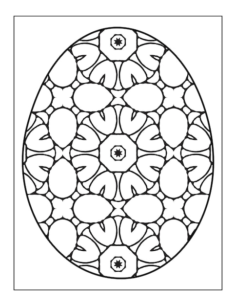 Intricate Easter Egg coloring page Ester day egg mandala flower adult coloring book