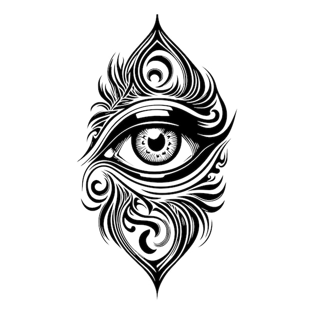 intricate eye tattoo concept expertly crafted in detailed line art by a skilled illustrator