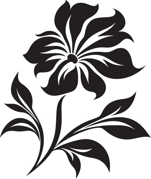 Vettore sketch floreale intricato monochrome iconico logo bold petal framework iconica vettoriale nera