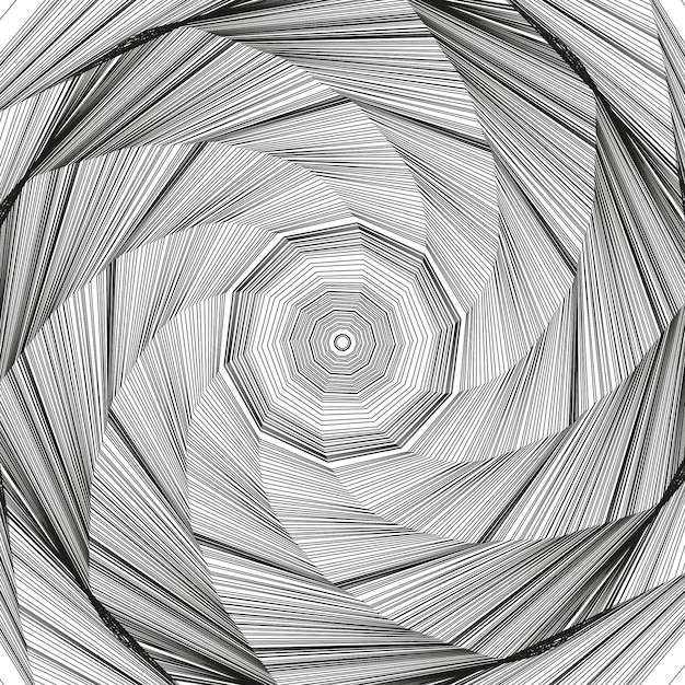 intricate line spiral abstract swirl shape black white geometry vector radial pattern