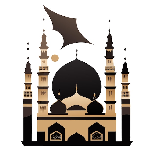 Intricate Mosque Silhouette Vector Graphic