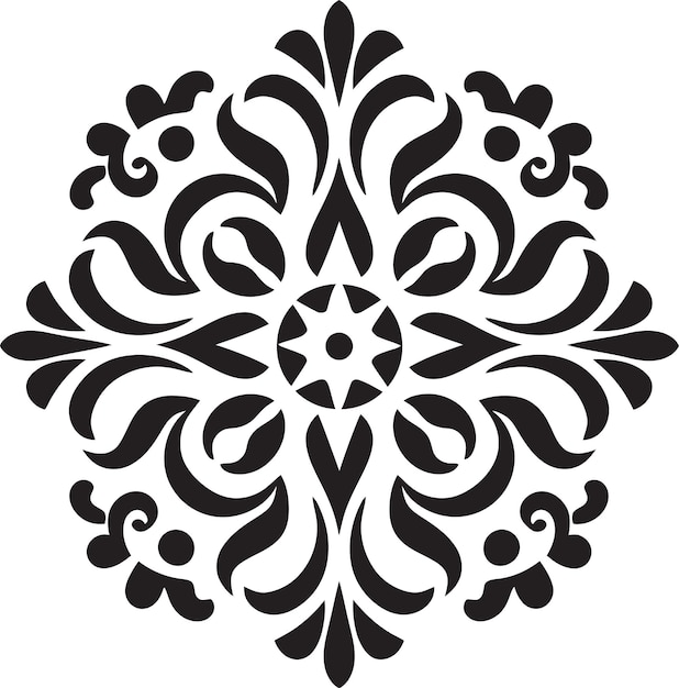Intricate Symmetry Black Vector Logo Minimalist Ornamental Grace Design Icon