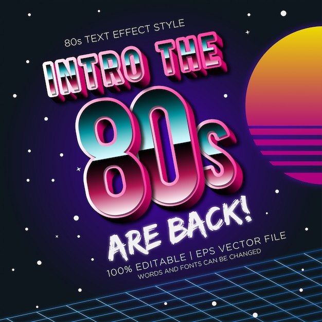 Intro the 80s are back text effects