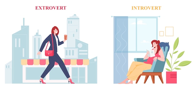 Introvert and extrovert individuality of people