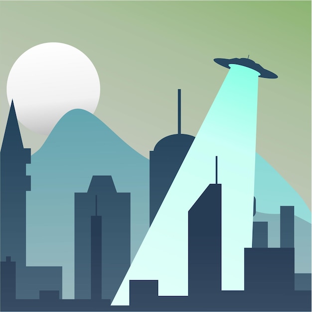 invasion cityscape flat illustration design