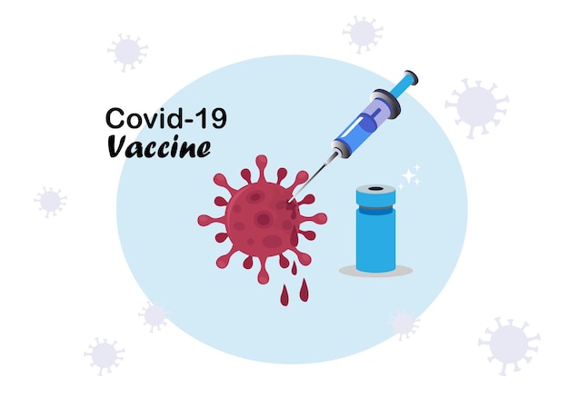 The invention of the vaccine for killing the coronavirus COVID19 vector illustration white background