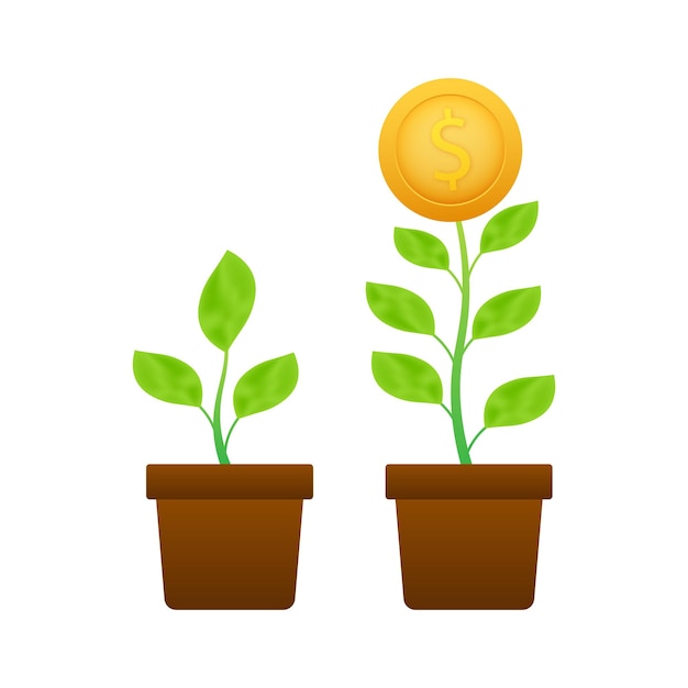 Invesment money tree financial and green economy vector stock illustration