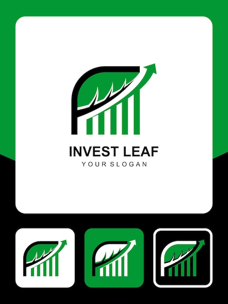 invest leaf logo design and icons