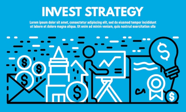 Vector invest strategy banner, outline style