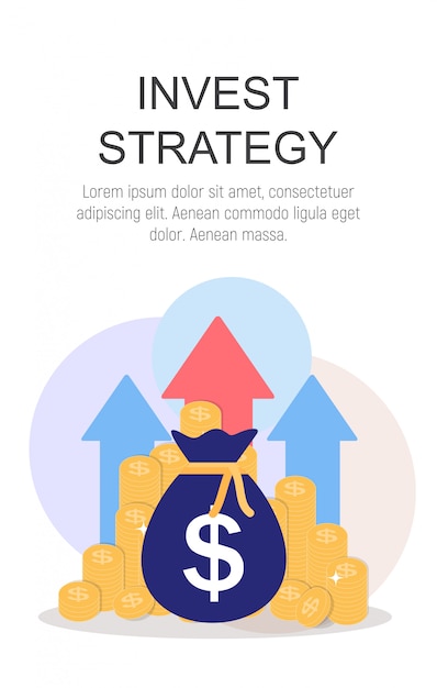 Vector invest strategy concept flat  background.  illustration