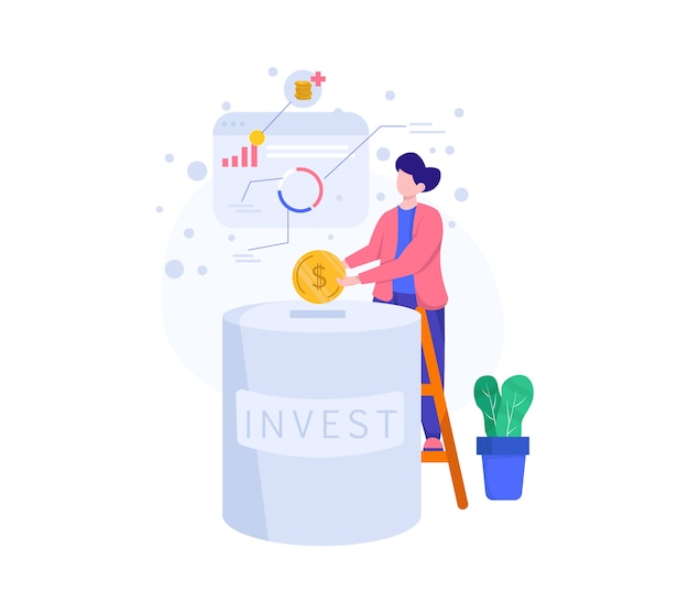 Investeer illustratie. mensen investeren. mensen sparen