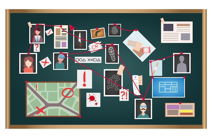 Vector investigation detective board illustration