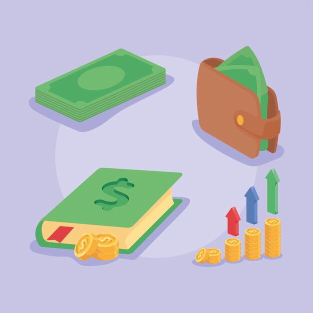 Investing money four icons