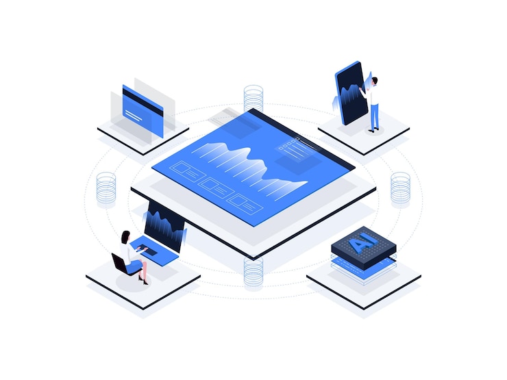 Vector investment analytics isometric illustration flat color suitable for mobile app website banner diagrams presentation and other graphic assets