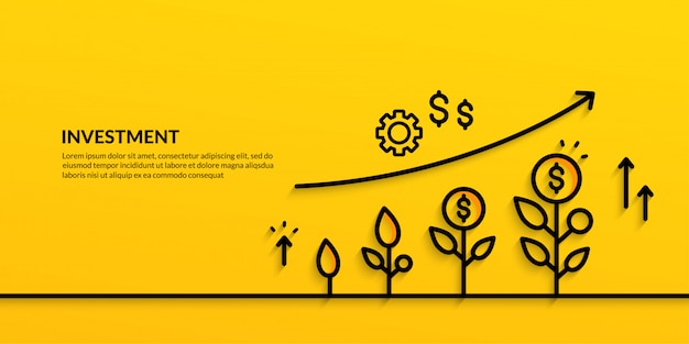 Вектор Инвестиционный баннер растущий бизнес финансы