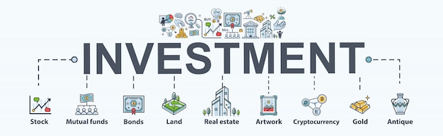 Investment banner web icon for business and finance.