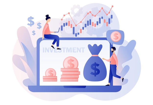 Vector investment and business concept investor strategy money tree as metaphor of income and revenue