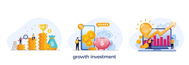 Investment concept growth fund financial and accounting trading deposit vector flat design illustration vector