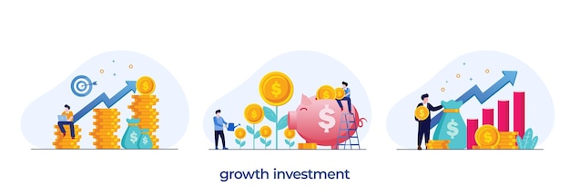 Vector investment concept growth fund financial and accounting trading deposit vector flat design illustration vector