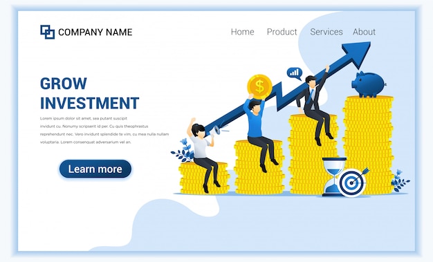 investment concept with business people sitting on coins, success grow business, increase financial profit.